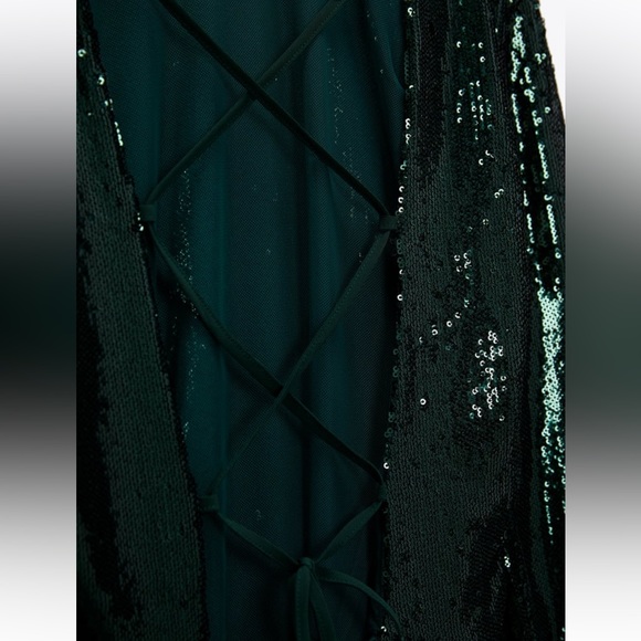 NWT ZARA SHORT SEQUIN DRESS GREEN SIZE XS NWT - Picture 5 of 6